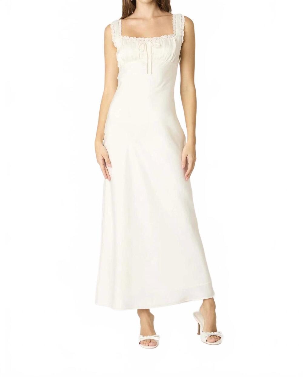 NEW COTTON CANDY LA gardenia milk maid lace trim slip dress in pearl